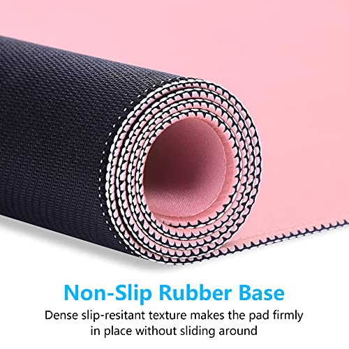 Dapesuom Large Mouse Pad, Extended Gaming Mouse Mat with Stitched Edges, Full Size Desk Mats with Non-Slip Base, Computer Big Desktop Keyboard Pad for Gamer, Laptop, Office, 23.6 x 11.8 in, Pink - Image 4