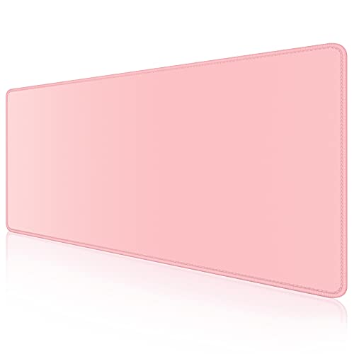 Dapesuom Large Mouse Pad, Extended Gaming Mouse Mat with Stitched Edges, Full Size Desk Mats with Non-Slip Base, Computer Big Desktop Keyboard Pad for Gamer, Laptop, Office, 23.6 x 11.8 in, Pink - Image 1