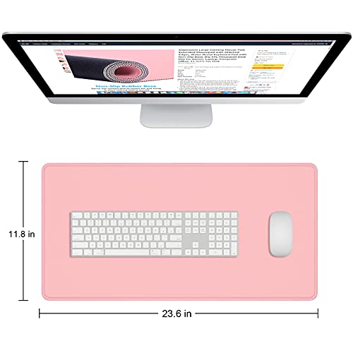 Dapesuom Large Mouse Pad, Extended Gaming Mouse Mat with Stitched Edges, Full Size Desk Mats with Non-Slip Base, Computer Big Desktop Keyboard Pad for Gamer, Laptop, Office, 23.6 x 11.8 in, Pink - Image 2