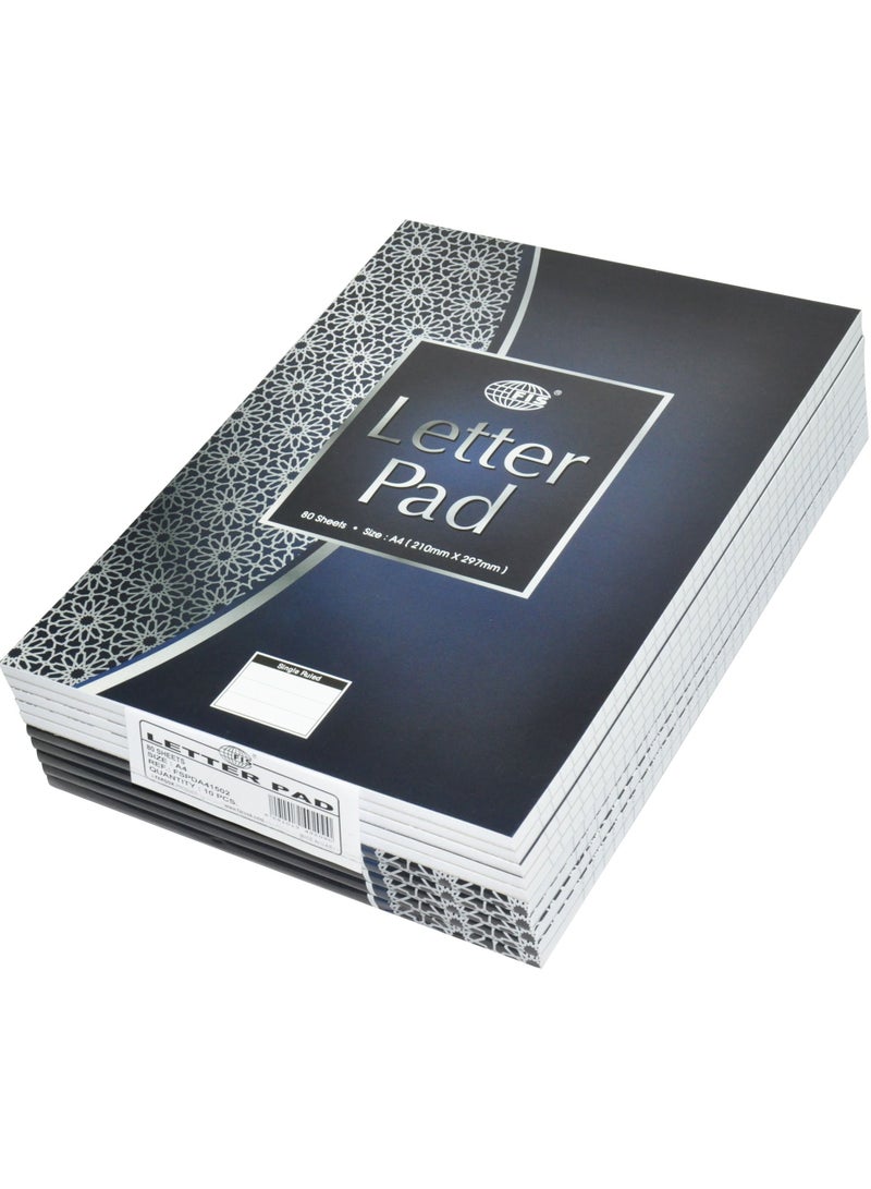 FIS 10-Piece FIS Letter Writing Pad A4, 80-Sheets, Sigle Line - FSPDA41502 - Image 1