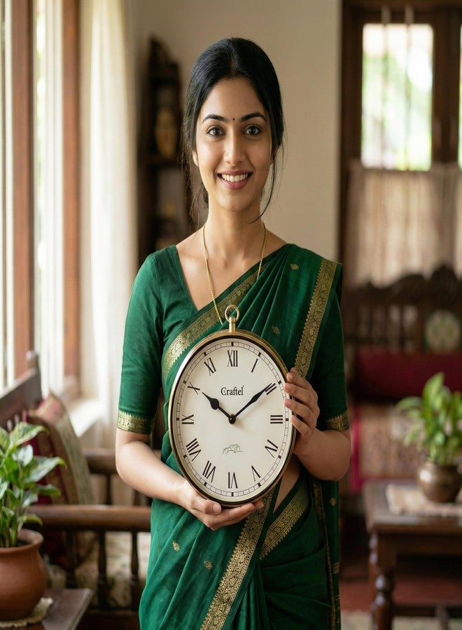 CRAFTEL Double Sided Station Wall Clock Multi-Layer Electroplated | Both Side Roman Numerals | Brass Body Aluminum Dial | Handcrafted Jodhpur Gift | Dial - 8 Inches, Shiny Gold | 365 Days Warranty - Image 5