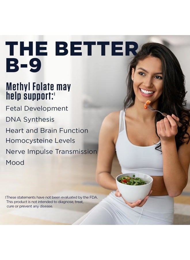 KAL - Methyl Folate 400 mcg DFE, 5-MTHF Active Form Vitamin B9, Folic Acid Supplement, Heart Health, Prenatal, Mood and Brain Support, Fast Dissolving ActivTab, 60-Day Guarantee, 90 Servings, 90 Tablets - Image 1