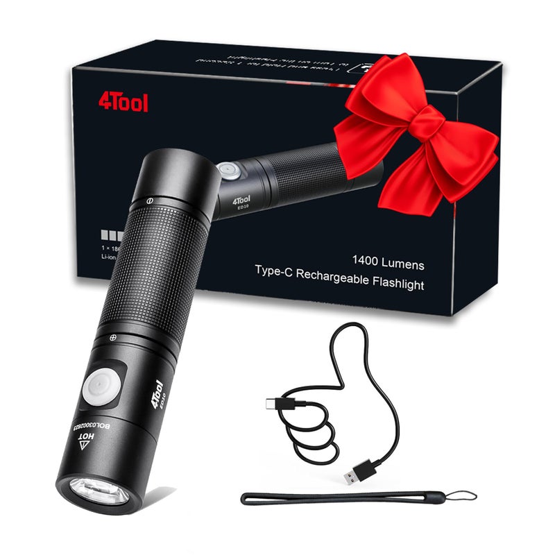 NEXTORCH LED Flashlight 1400 Lumens, Powerful Emergency Rechargeable Mini Compact Bright Flashlight with 4 Modes & Strobe Function for Outdoor and Indoor Use (4Tool ED10) - Image 1
