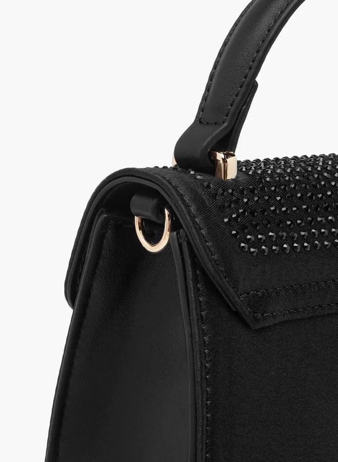 Paprika Women's Embellished Satchel Bag with Detachable Chain Strap and Flap Closure