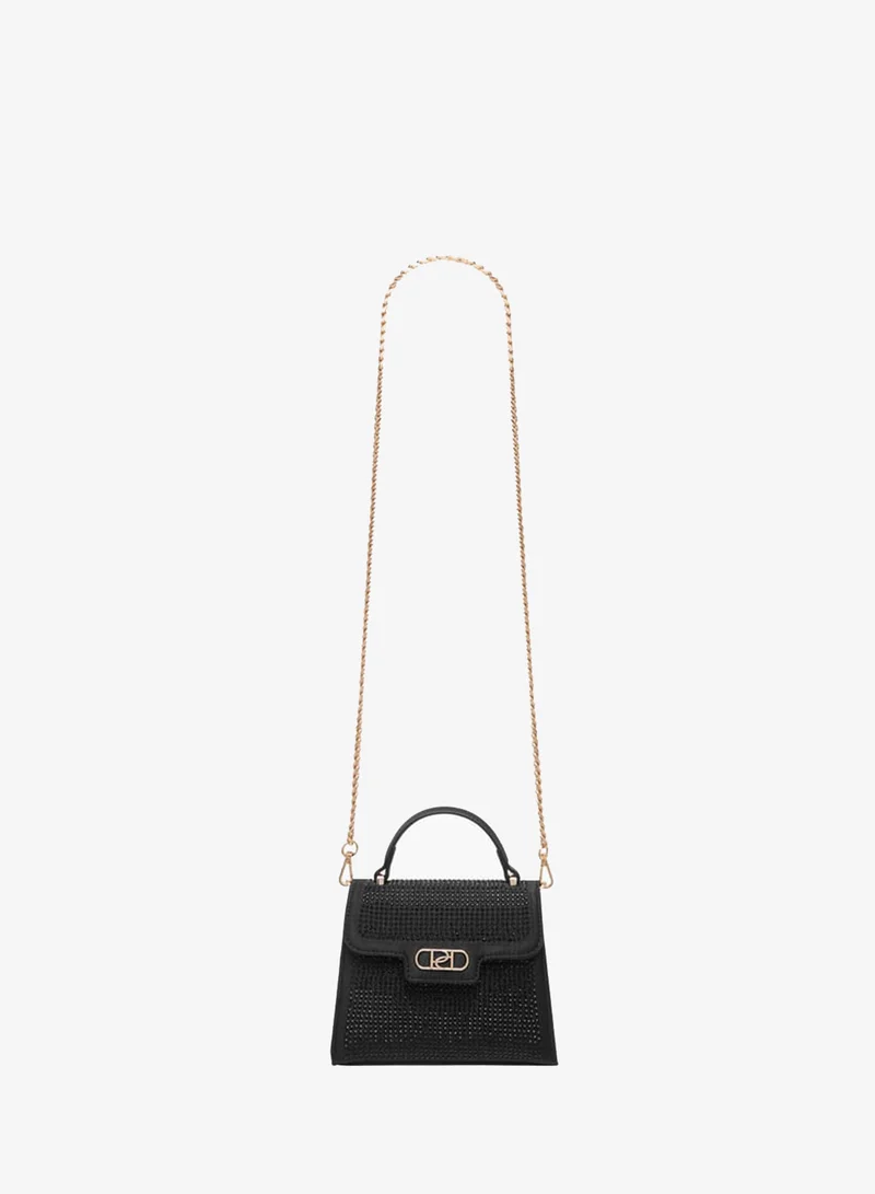Paprika Women's Embellished Satchel Bag with Detachable Chain Strap and Flap Closure Ramadan Collection