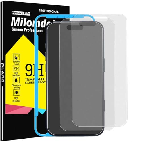 Milomdoi 3 Pack Matte Screen Protector for iPhone 17 Pro [Phone Case Friendly] Tempered Glass Accessories Film, Shatterproof No Bubble, Easy Installation with Mounting Frame for Apple - Image 1