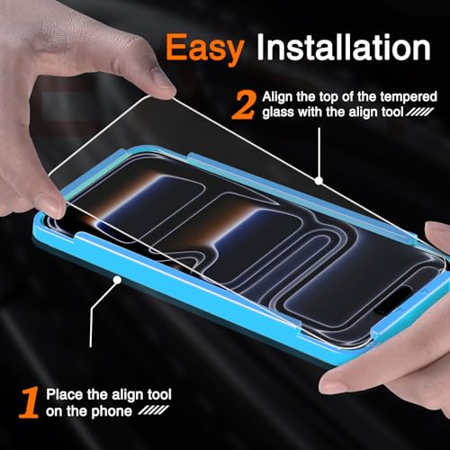 Milomdoi 3 Pack Matte Screen Protector for iPhone 17 Pro [Phone Case Friendly] Tempered Glass Accessories Film, Shatterproof No Bubble, Easy Installation with Mounting Frame for Apple - Image 3