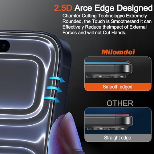 Milomdoi 3 Pack Matte Screen Protector for iPhone 17 Pro [Phone Case Friendly] Tempered Glass Accessories Film, Shatterproof No Bubble, Easy Installation with Mounting Frame for Apple - Image 5