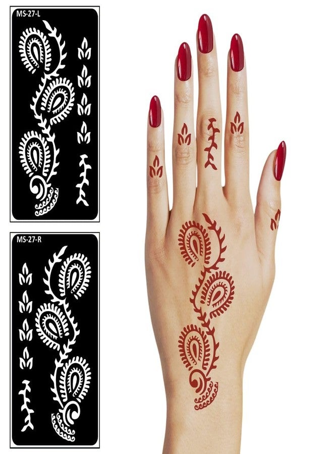 VANVATI Back Hand Henna for a Traditional Look Mehndi Stencil Sticker One Set For Both Hand | Easy To Apply Stencil Mehndi Sticker Perfect For Weddings, Parties And any Occasion - Image 5