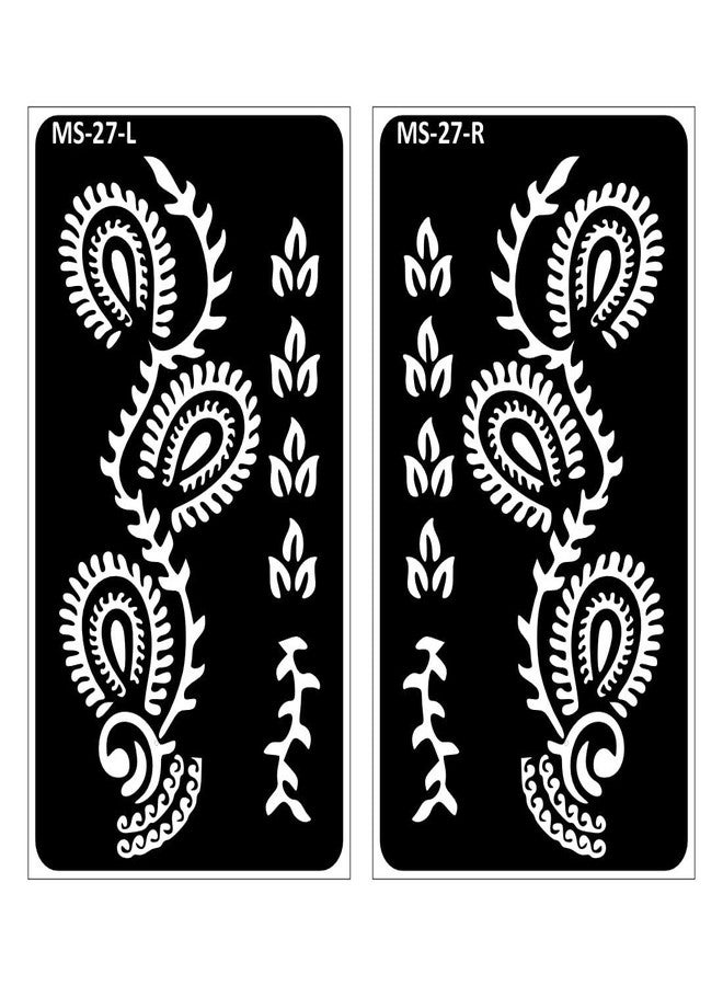 VANVATI Back Hand Henna for a Traditional Look Mehndi Stencil Sticker One Set For Both Hand | Easy To Apply Stencil Mehndi Sticker Perfect For Weddings, Parties And any Occasion - Image 2