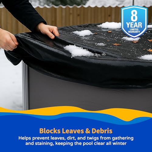 Blue Wave Rugged Mesh 12 ft 8-Year Above Ground Pool Cover for Winter – Fine Mesh Debris Barrier – 4 ft Overlap, Reinforced Grommets, Vinyl-Coated Cable, Metal Winch – Black Finish - BWC600 - Image 5