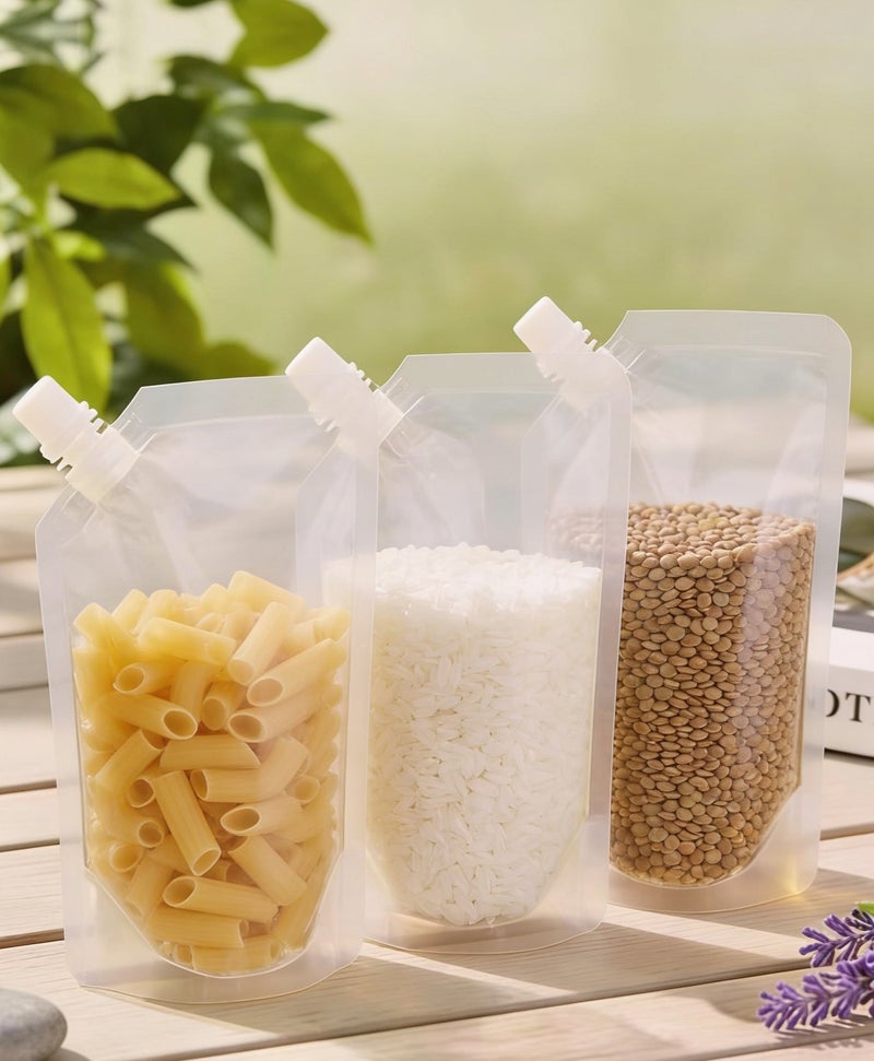 10 Pcs Grain And Legumes Storage And Organization Bags - Airtight Reusable Storage Bags, Transparent Moisture Proof For Rice Wheat Beans, With Suction Nozzle And Handle, Resistant Temperature From -60°C To 100°C - Image 2