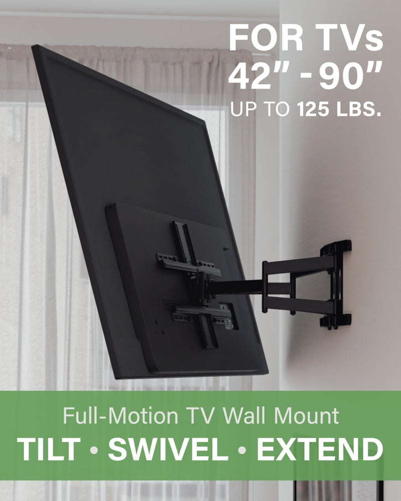 SANUS Premium Full Motion TV Mount for 42"-90" TVs - Sturdy & Smooth Extension, Swivel and Tilt for Big TVs - Universal Design Fits Samsung, LG, Vizio, TCL & More - Easy Installation -OLF22 - Image 2