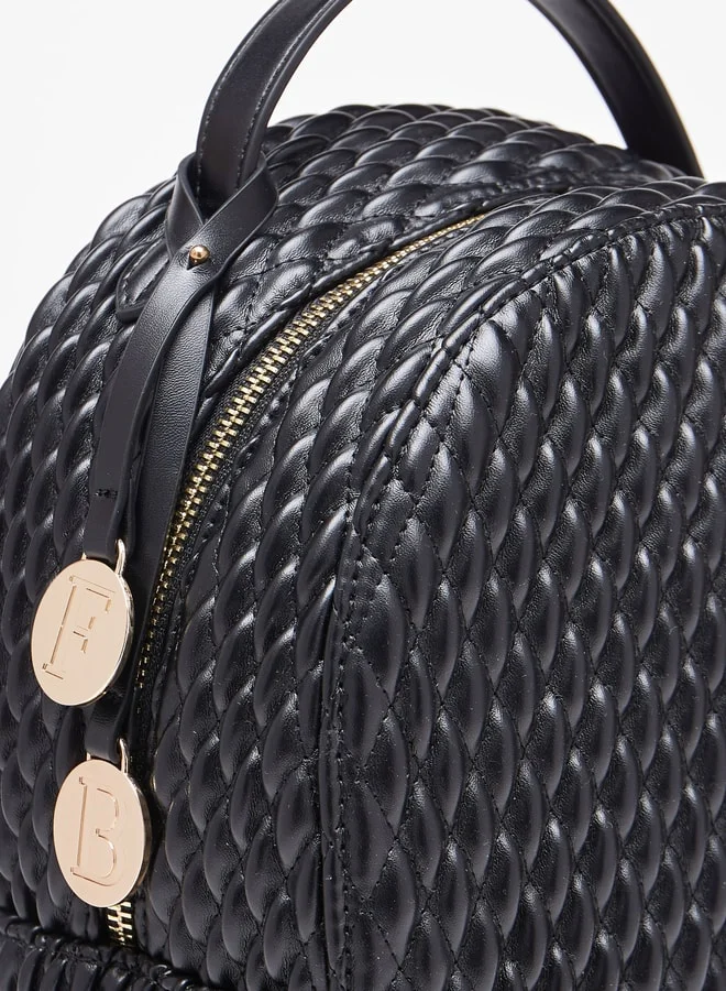 Flora Bella By Shoexpress Women Quilted Backpack with Adjustable Shoulder Straps and Zip Closure