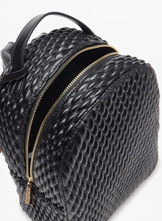 Flora Bella By Shoexpress Women Quilted Backpack with Adjustable Shoulder Straps and Zip Closure