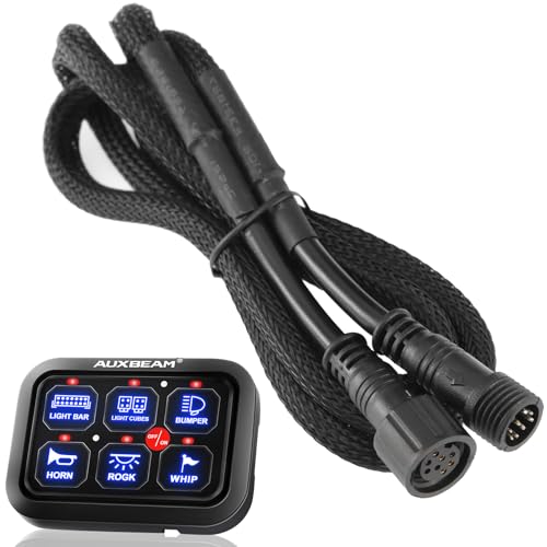 Auxbeam كابل تمديد Auxbeam لوحدة التحكم في التبديل 6 Gang BC60، GC60، خط سلكي ممتد، 1.2م/47 بوصة - Image 1