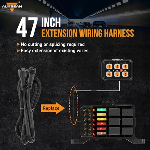 Auxbeam كابل تمديد Auxbeam لوحدة التحكم في التبديل 6 Gang BC60، GC60، خط سلكي ممتد، 1.2م/47 بوصة - Image 2