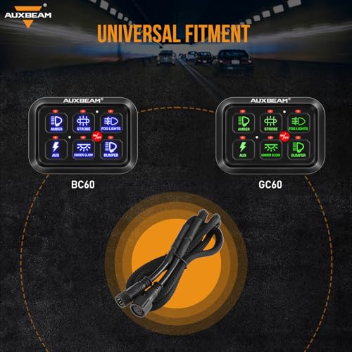 Auxbeam كابل تمديد Auxbeam لوحدة التحكم في التبديل 6 Gang BC60، GC60، خط سلكي ممتد، 1.2م/47 بوصة - Image 4