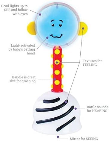 SmartNoggin NogginStik Light-up Developmental Rattle - Color Changing, Textured for Grasping, Mirror & Rattle Sound - Sensory Toy for Babies, Ages 0-12 Months - Image 3