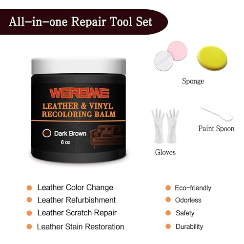 WERBME Leather Recoloring Balm & Color Restorer - Multipurpose Dye & Paint for Faded Leather Couches, Car Seats, Shoes | Fix Scratches on Clothing, Furniture & Accessories(Dark Brown) - Image 5