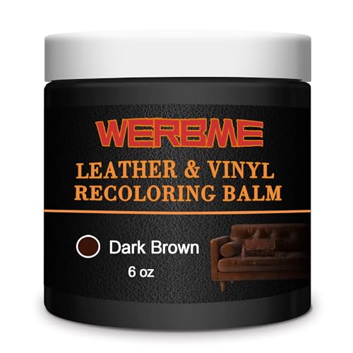 WERBME Leather Recoloring Balm & Color Restorer - Multipurpose Dye & Paint for Faded Leather Couches, Car Seats, Shoes | Fix Scratches on Clothing, Furniture & Accessories(Dark Brown) - Image 1