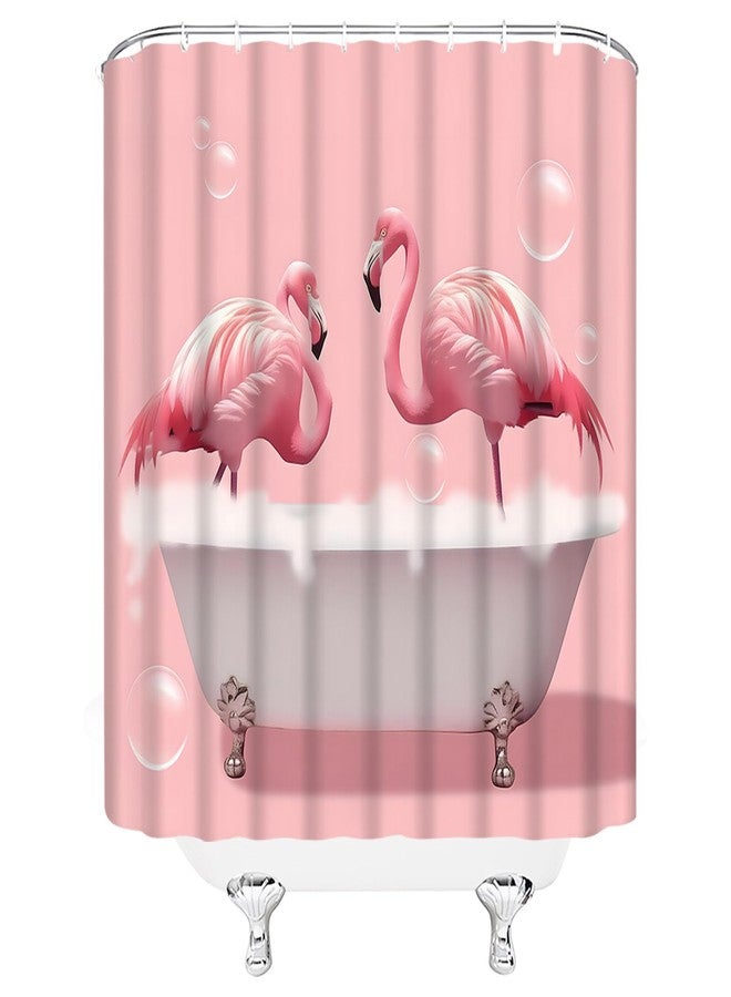 YSATNSFT Pink Flamingo Shower Curtain Tropical Cute Animal Funny Bubble Fabric Bathroom Decor Set with Hooks,(70" WX70 H) - Image 4