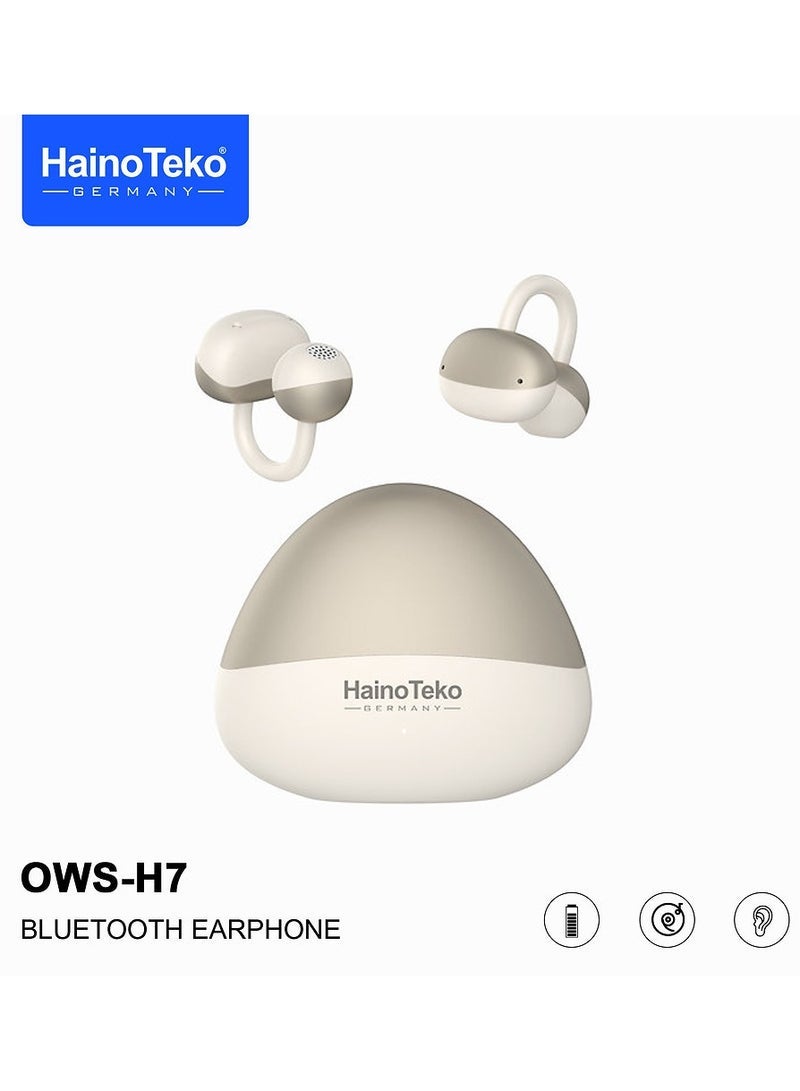Haino Teko HainoTeko OWS-H7 OpenDots Hi-Res Bluetooth Earphones With Touch Controls Built-in Microphone and Universal Compatibility Beige - Image 1