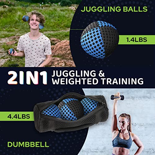 speevers Weighted Juggling Balls for Fitness 650g, Set of 3 Power XBalls with Carry Pouch, Fun Indoor Home Workout Aids for Weight Loss and Training, Best Exercise Gifts for Men and Women - Image 2