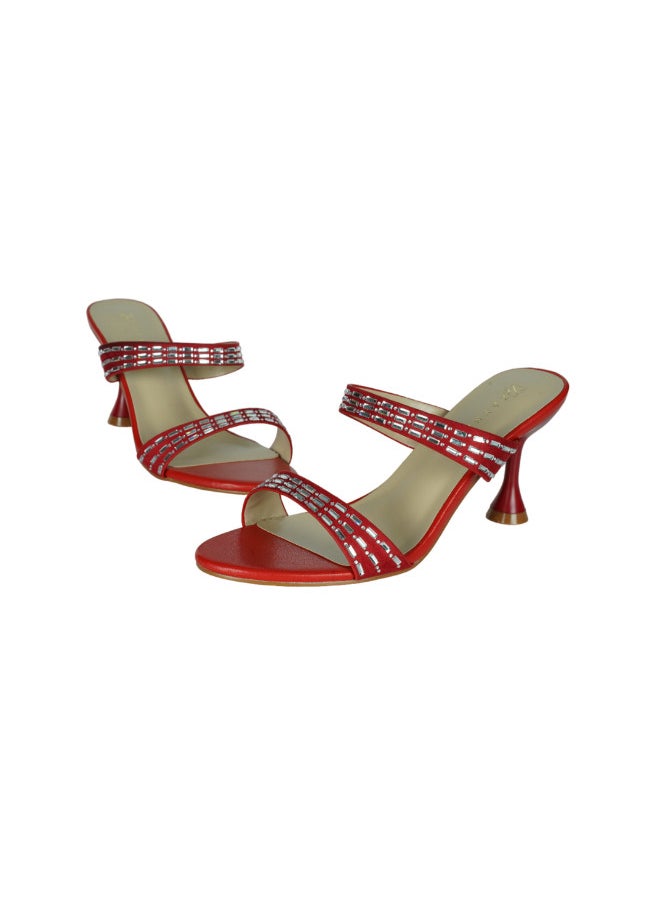 ZAYNA - 221-70 Zayna Ladies  Fashion Mid Heel Slip on 8TV95-12 Red - Image 1