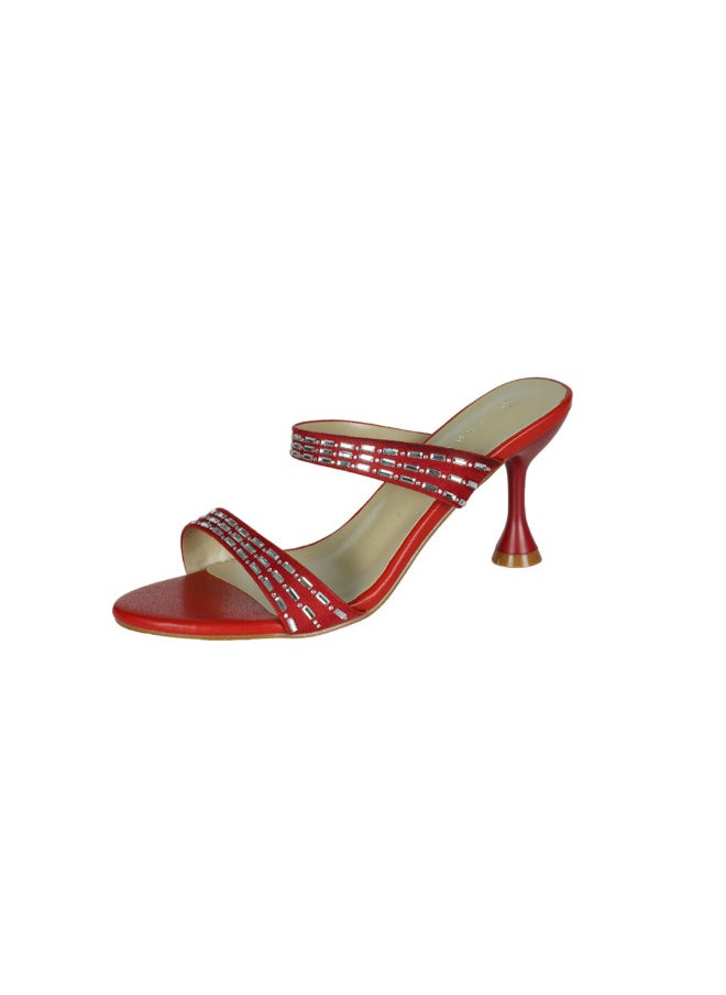 ZAYNA - 221-70 Zayna Ladies  Fashion Mid Heel Slip on 8TV95-12 Red - Image 1