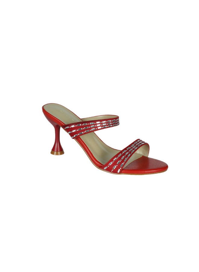 ZAYNA - 221-70 Zayna Ladies  Fashion Mid Heel Slip on 8TV95-12 Red - Image 1
