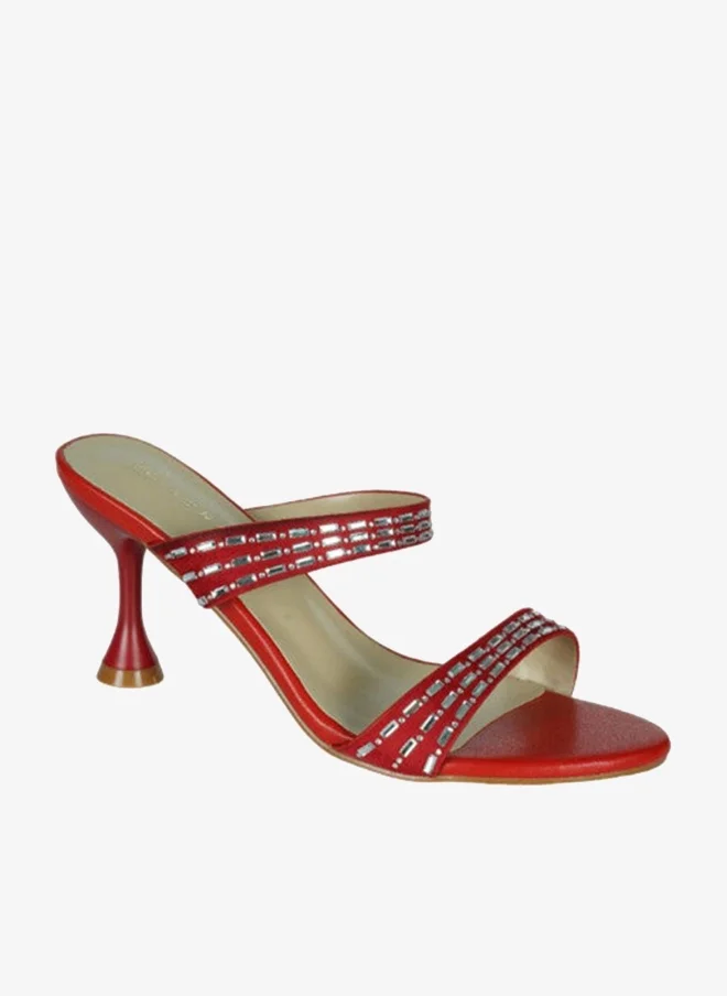 ZAYNA 221-70 Zayna Ladies  Fashion Mid Heel Slip on 8TV95-12 Red