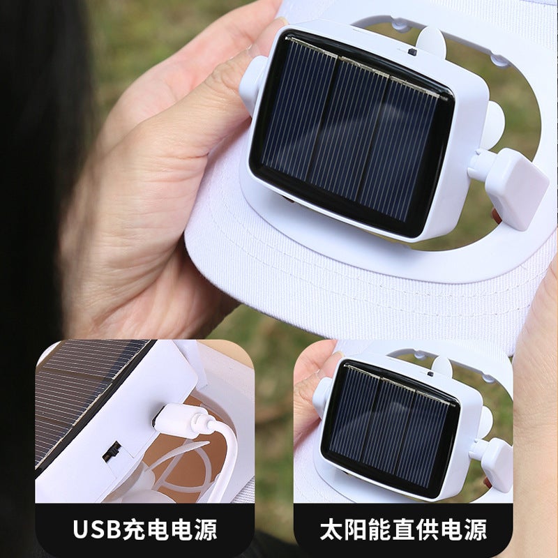 Hat With Fan, Solar Charging Sun Protection Visor, Multifunctional High Wind Usb Portable Small Fan - Image 4