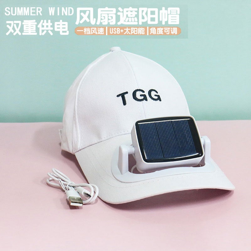 Hat With Fan, Solar Charging Sun Protection Visor, Multifunctional High Wind Usb Portable Small Fan - Image 2