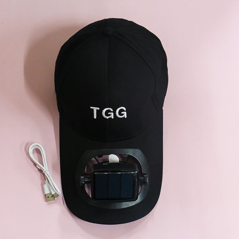 Hat With Fan, Solar Charging Sun Protection Visor, Multifunctional High Wind Usb Portable Small Fan - Image 1