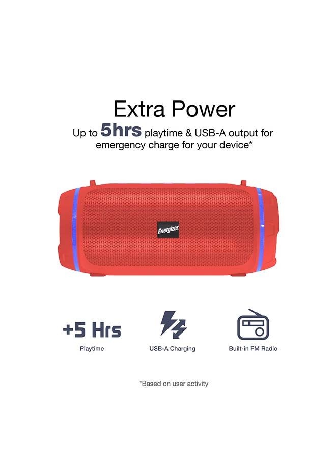 NIBEMINENT PowerSound Bluetooth Speaker with Built-in Power Bank Red  - Image 3