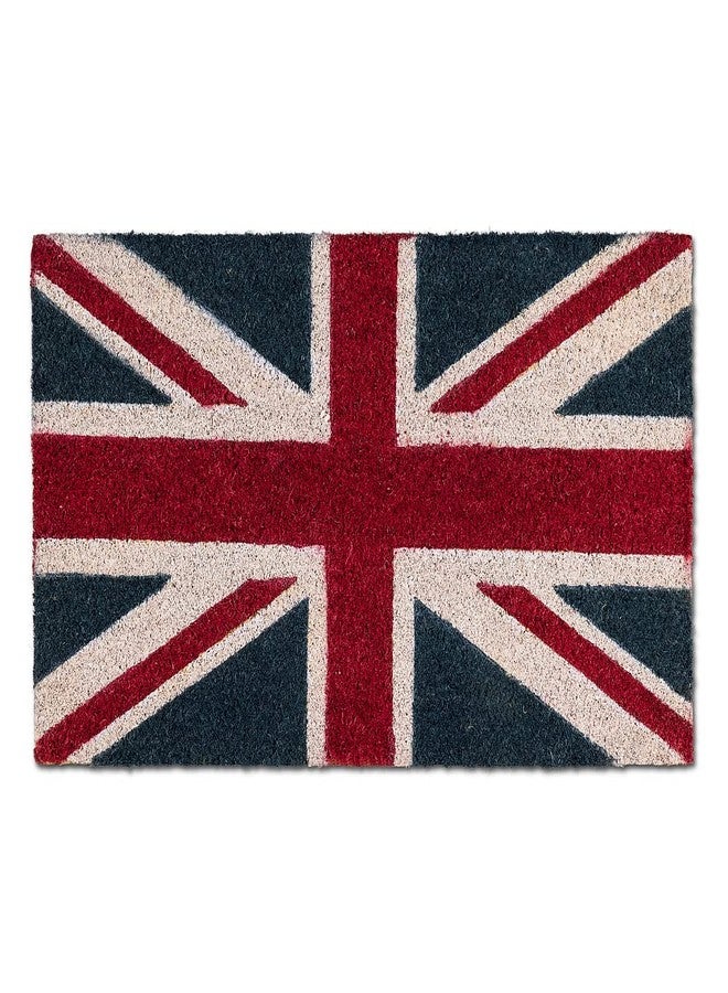 Abbott Coir Fibre Doormat, Union Jack Flag, Natural Material, 18x30 inches L