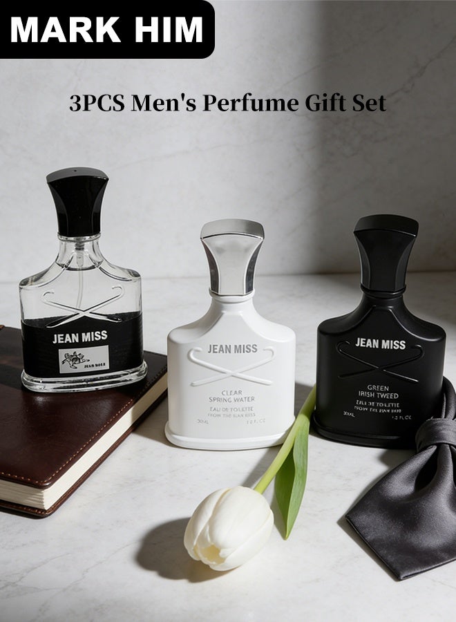 MARK HIM Men's 3PCS Perfume Gift Set, Napoleon Iris Sandalwood, Ireland Bergamot Patchouli, Silver Mountain Spring Aquatic Tea Long Lasting Eau de Parfum Trio, Versatile Day Night Scents for Him - Image 2