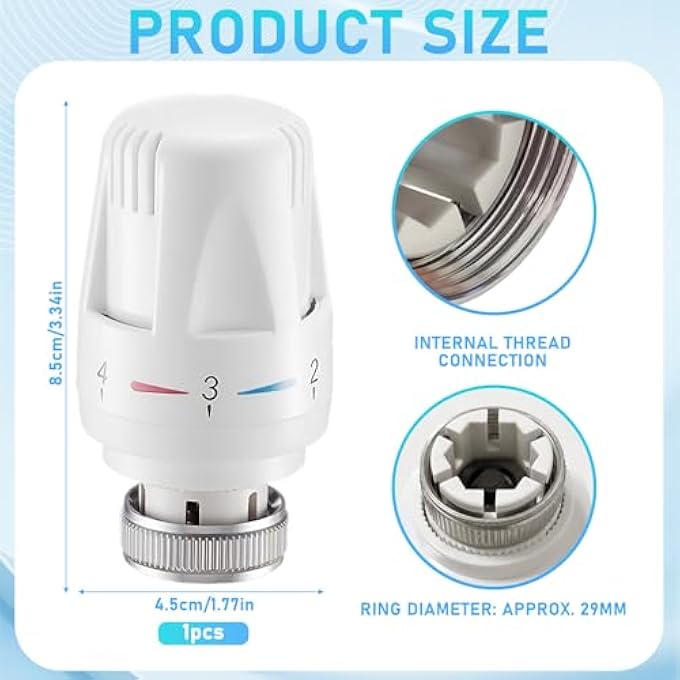 RADIATOR THERMOSTAT HEAD, THERMOSTAT HEATER, FOR THREAD M30 X 1.5, RADIATOR THERMOSTAT, THERMOSTATIC HEAD REPLACEMENT HEAD, RADIATOR VALVE, FROST PROTECTION AND ADJUSTMENT FUNCTIONS, FOR HOME OFFICE - Image 3