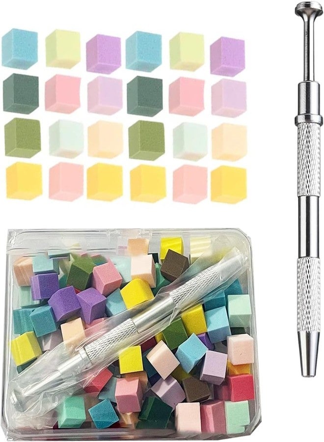 Ruby Face Rubyface Nail Sponge 1 Metal Grabber with Mini Replaceable Nail Sponges Blocks for Ombre Nail Art, Stamping Tools Nail Art Tools Nail ( Multicoloured ) (Grabber Kit 100 Pcs) - Image 1
