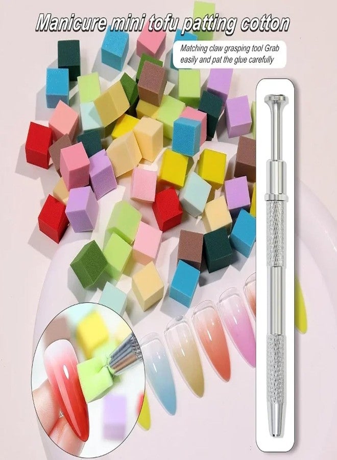 Ruby Face Rubyface Nail Sponge 1 Metal Grabber with Mini Replaceable Nail Sponges Blocks for Ombre Nail Art, Stamping Tools Nail Art Tools Nail ( Multicoloured ) (Grabber Kit 100 Pcs) - Image 2