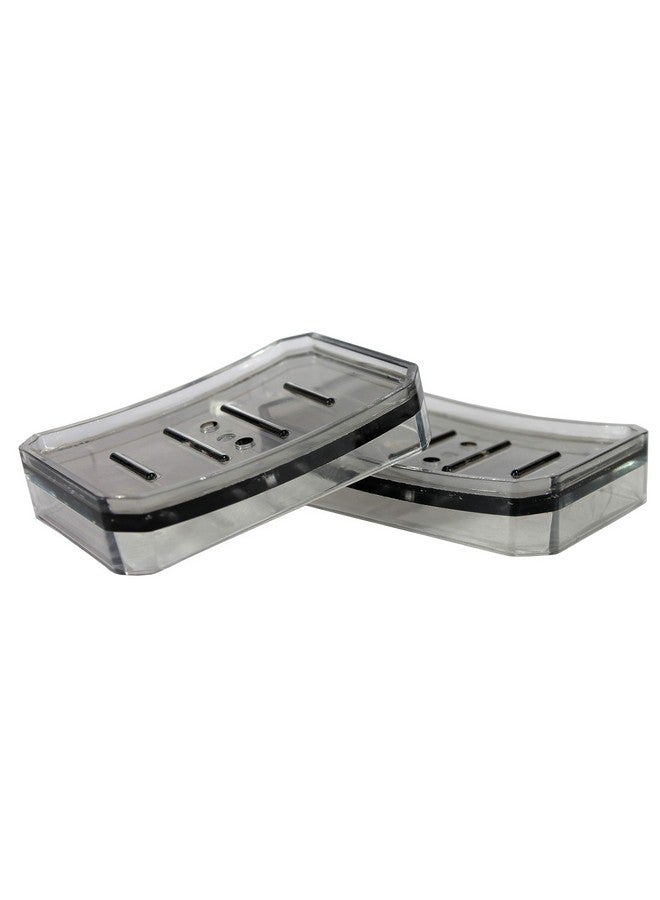 KLEO - Small Size Soap Dish - Set of 2 - Grey | Acrylic Soap Holder Case | Soap Tray | Bathroom Accessories | Home Decor - Image 1