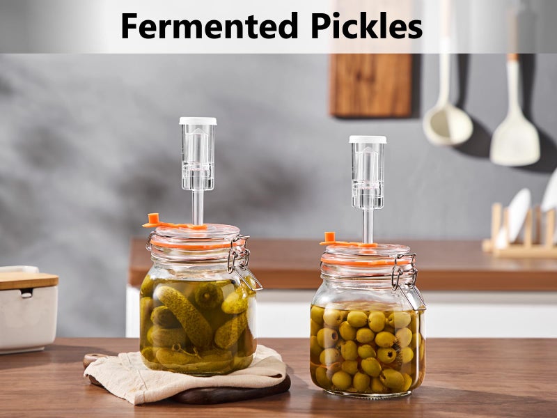 Glolaurge Square Fermentation Jar, 1 Liters Glass Fermenting Jar for Making Sauerkraut, Kimchi, Pickles, Mead, Cider & More, Pack of 2 - Image 4