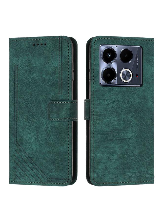 Zaboon Case For Infinix Note 40 5G Skin Feel Stripe Pattern Leather Phone Case with Lanyard - Image 1