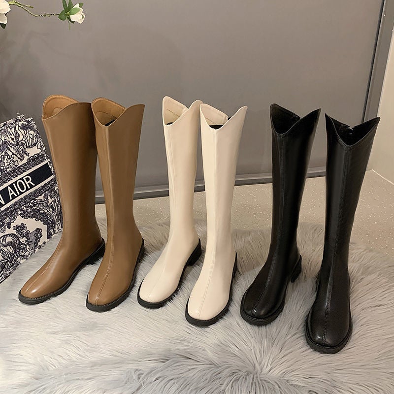 Long Boots Western Cowboy Boots Women'S But Knee Long Boots 2025 V-Mouth Knight Boots Slimming High Boots - Image 3