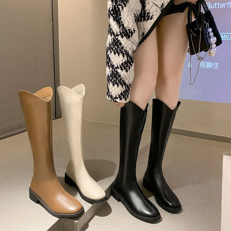 Long Boots Western Cowboy Boots Women'S But Knee Long Boots 2025 V-Mouth Knight Boots Slimming High Boots - Image 5