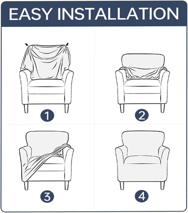 SONNACH Stretch Chair Covers with Arms 1-Piece Banquet Armchair Slipcover Velvet Mid Century Modern Armchair Slipcover Anti-Slip Furniture Protector for Living Room Friendly for Kids Pets (Navy) - Image 3