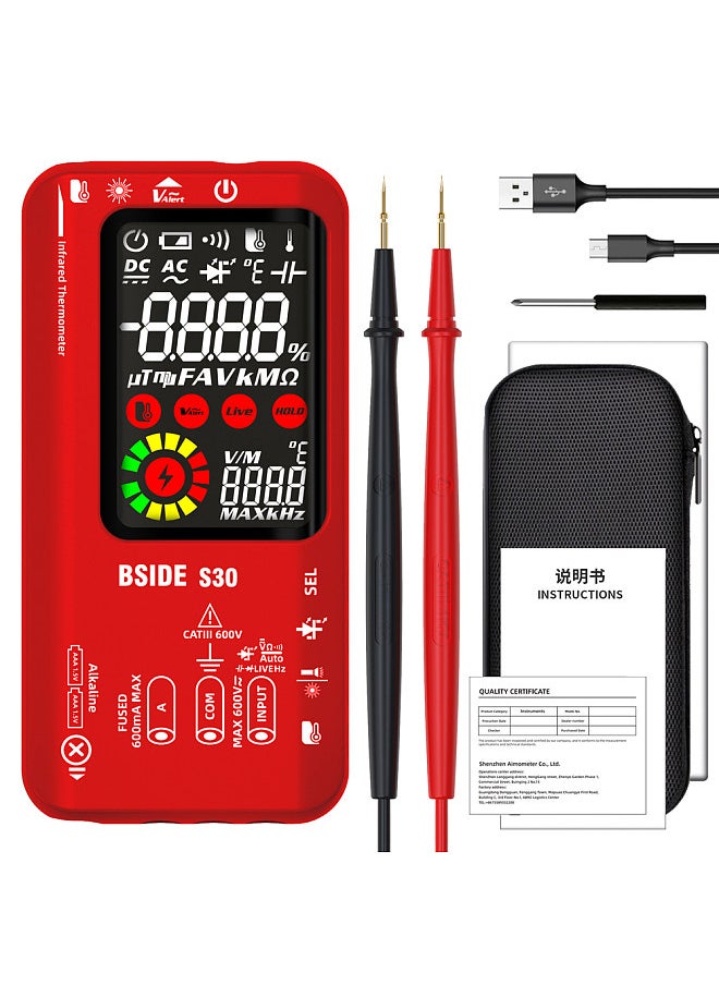 BSIDE 4in1 Digital Multimeter Infrared Thermometer Electric Test Pen Circuit Analyzer Detector 3.5inch LCD Color Display Handheld Multimeter with Data Hold and Automatic Shutdown Function  - Image 1