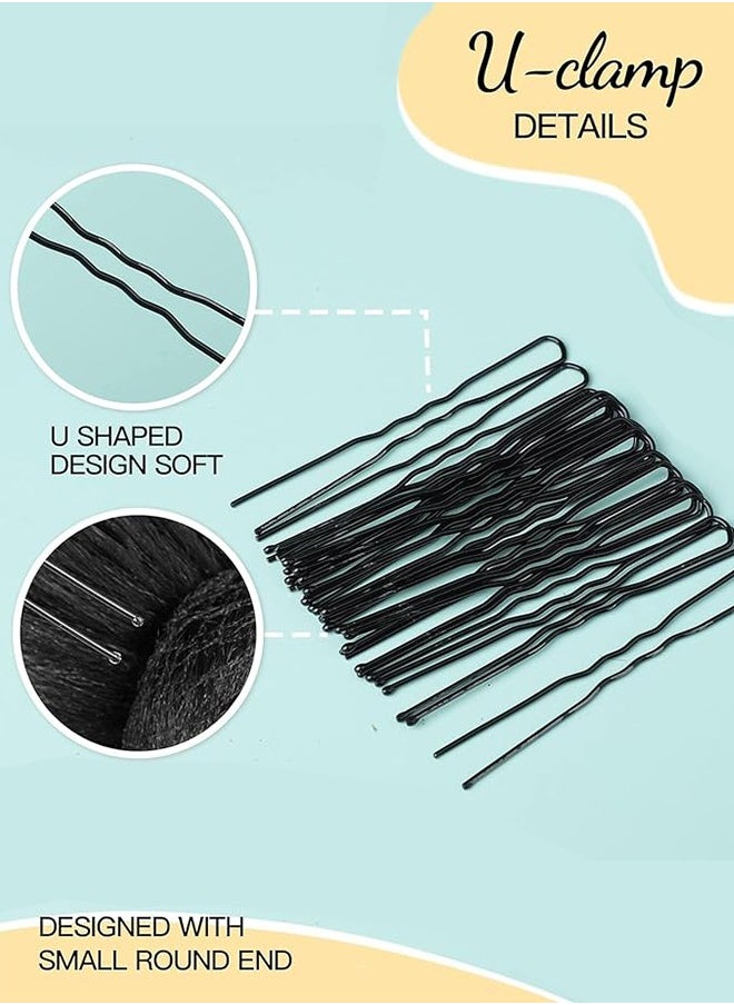 Generic Black Hair Nets 60Pcs Hair Nets Invisible 60Pcs U Shaped Pins For Food Service, Bun Making, Ballet, and Versatile Hairstyling  - Image 2