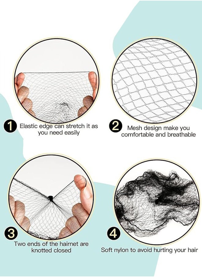 Generic Black Hair Nets 60Pcs Hair Nets Invisible 60Pcs U Shaped Pins For Food Service, Bun Making, Ballet, and Versatile Hairstyling  - Image 4